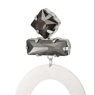 Oorbellen Glaskralen zilver grijs