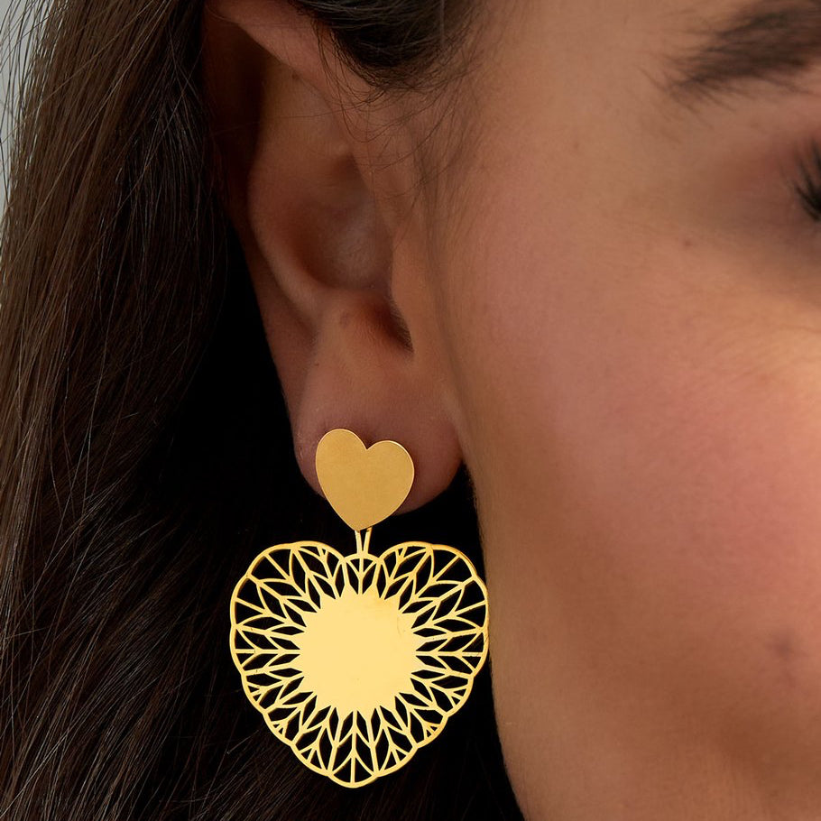 Oorbellen Hart Mandela goud
