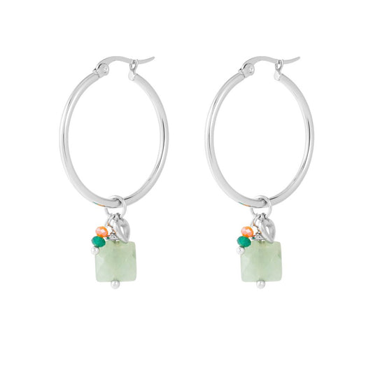 Oorbellen Kralen Bundel zilver groen