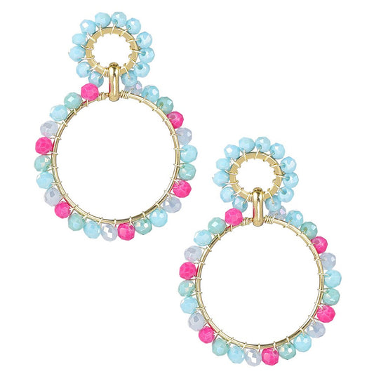 Oorbellen Kralen Party goud blauw
