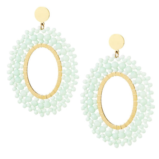 Oorbellen Kralen Party goud lichtgroen