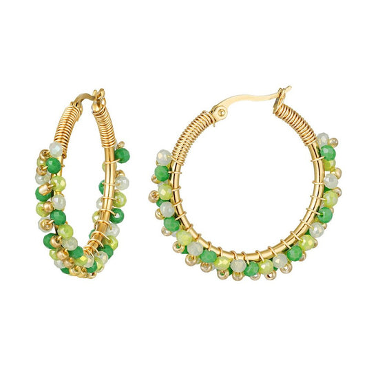 Oorbellen Kralenparty goud groen