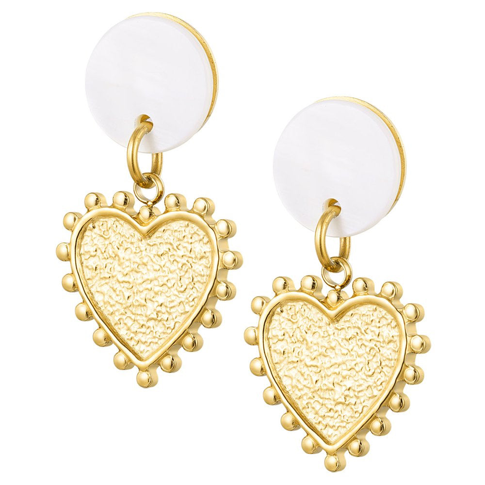 Oorbellen Schelp met Hart goud wit