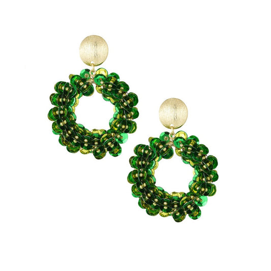 Oorbellen Sequin Spark goud groen