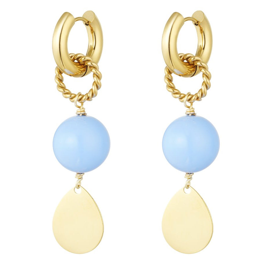 Oorbellen Shine Bright goud blauw