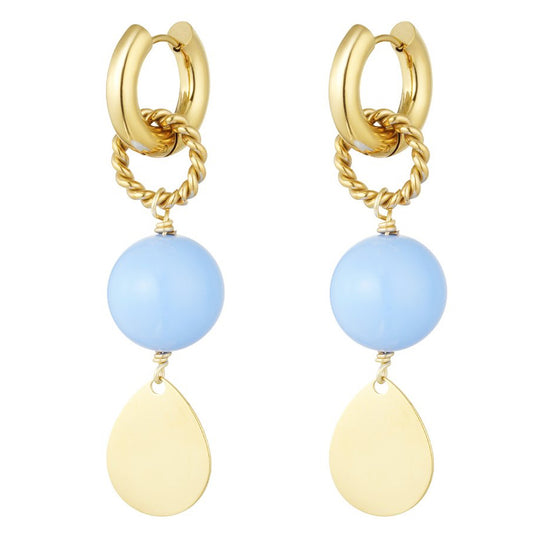 Oorbellen Shine Bright goud blauw