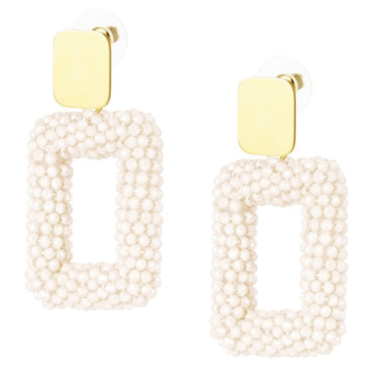 Oorbellen Statement rechthoekig off-white