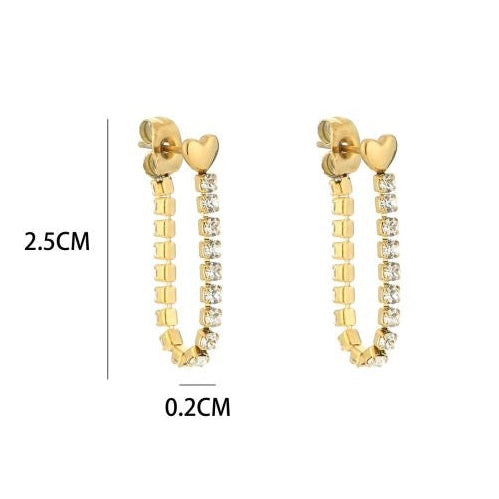 Oorbellen Strass Ketting goud maat