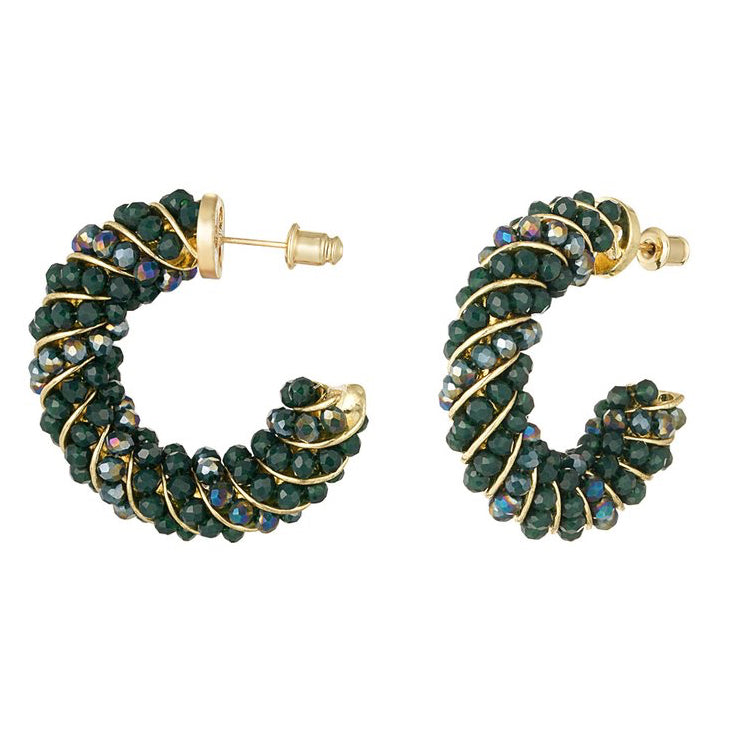 Oorbellen Twisted Grace goud groen