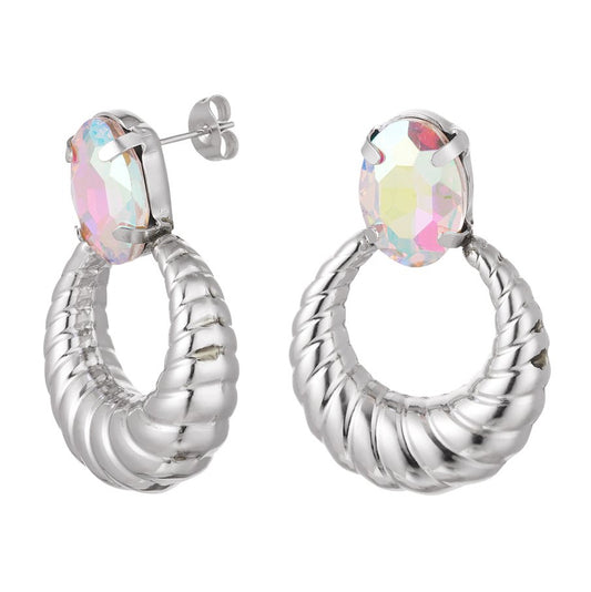 Oorbellen Twist met Steen zilver