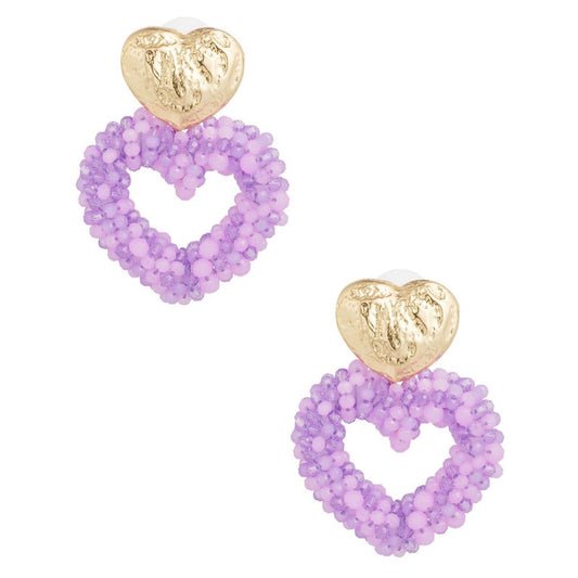 Oorbellen Way to my Heart goud Lila
