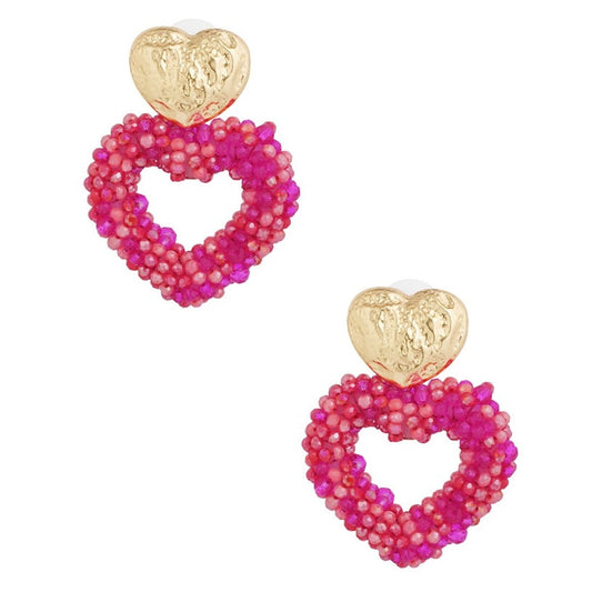 Oorbellen Way to my Heart goud rood