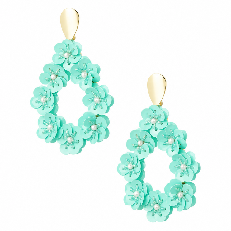 Oorbellen Bloemen Statement goud groen