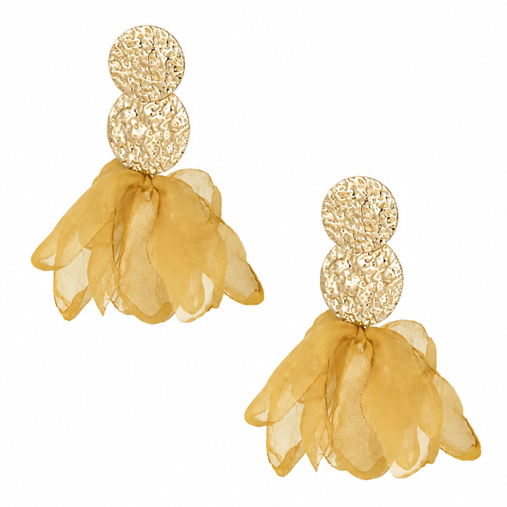 Oorbellen Blooming Babe goud mosterdgeel