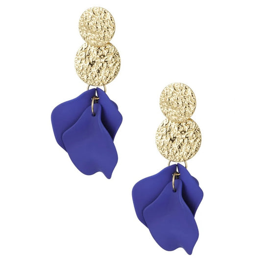 Oorbellen Blooming Chique goud blauw