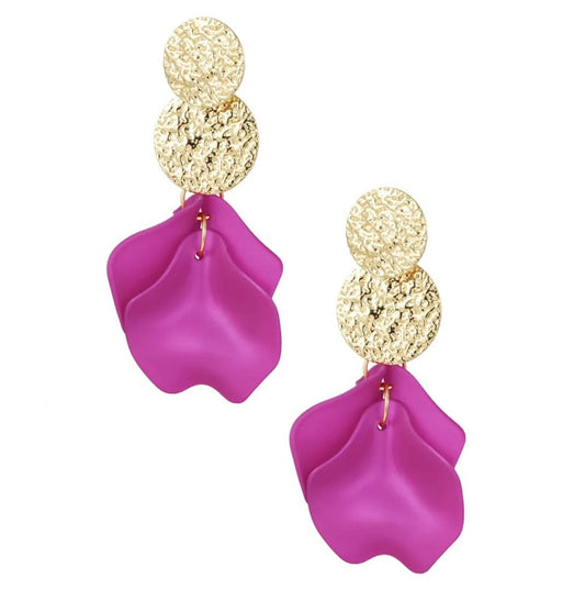 Oorbellen Blooming Chique goud fuchsia