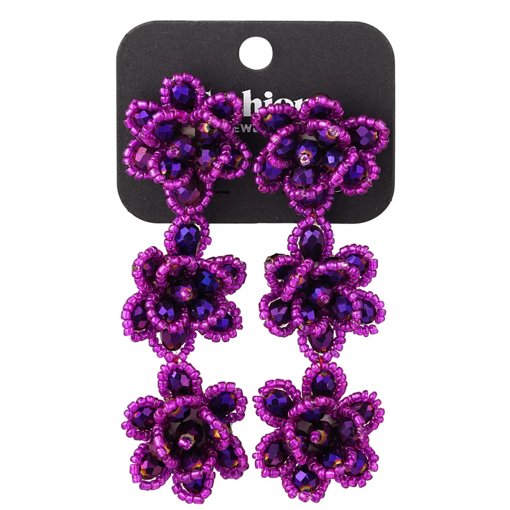 Oorbellen Blossom Spring donkerpaars verpakking