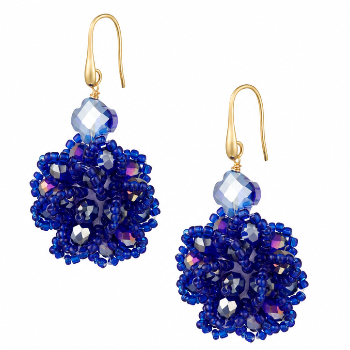 Oorbellen Blushing Bouquet goud blauw