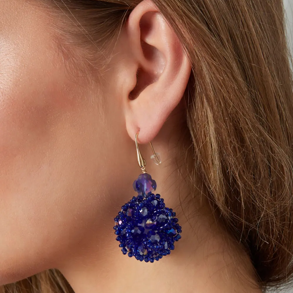 Oorbellen Blushing Bouquet goud blauw model