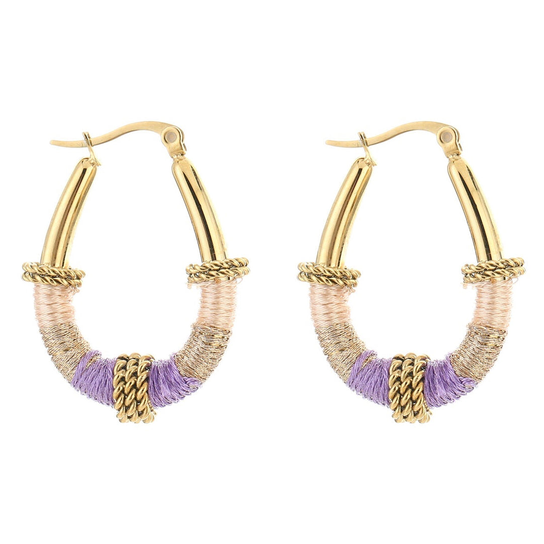 Oorbellen Boho goud paars