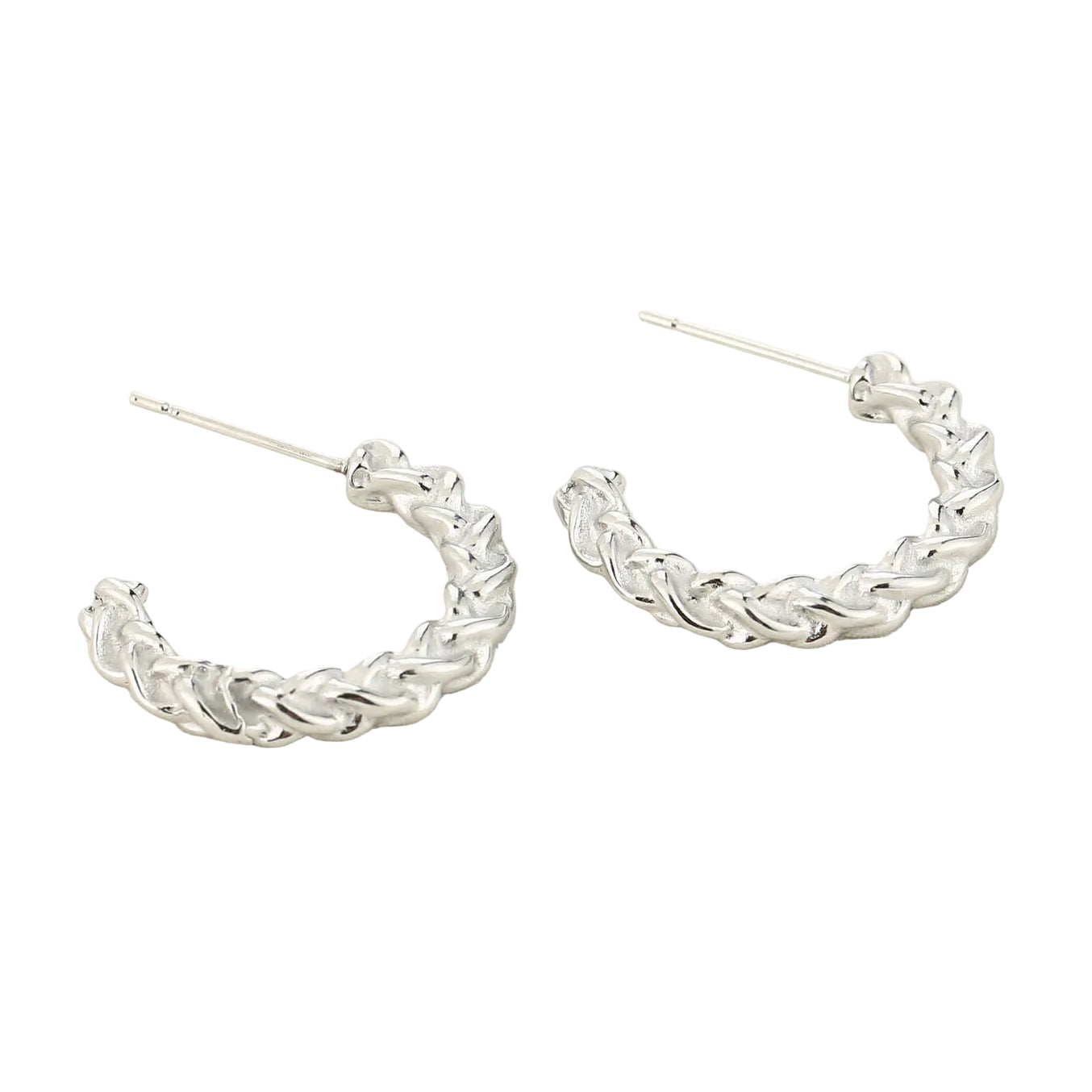 Oorbellen Braided Hoops zilver liggend