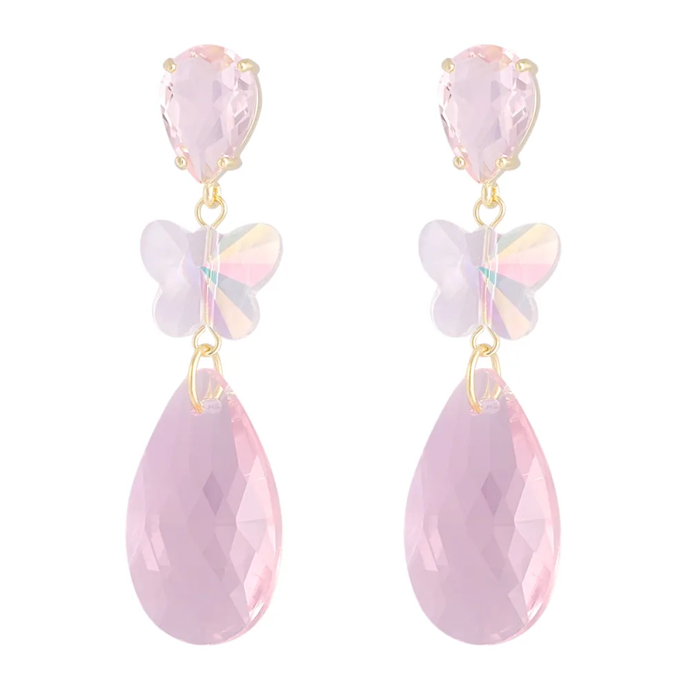 Oorbellen Butterfly Instead goud babyroze