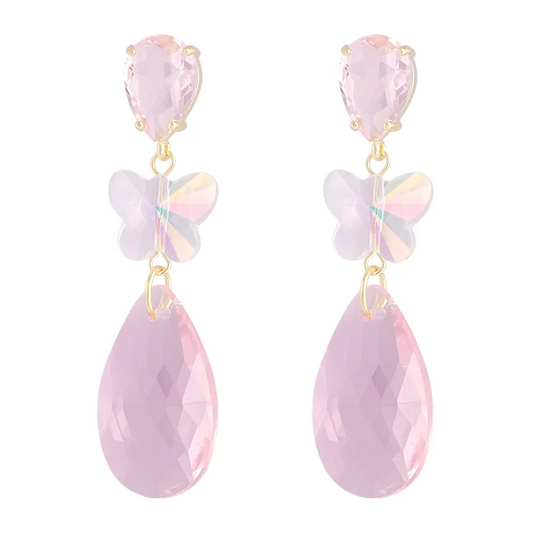 Oorbellen Butterfly Instead goud babyroze