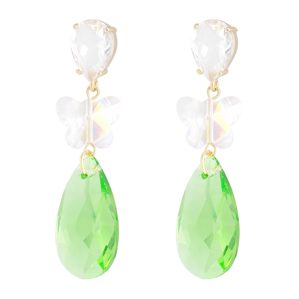 Oorbellen Butterfly Instead goud groen
