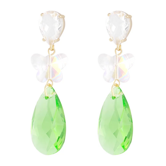 Oorbellen Butterfly Instead goud groen