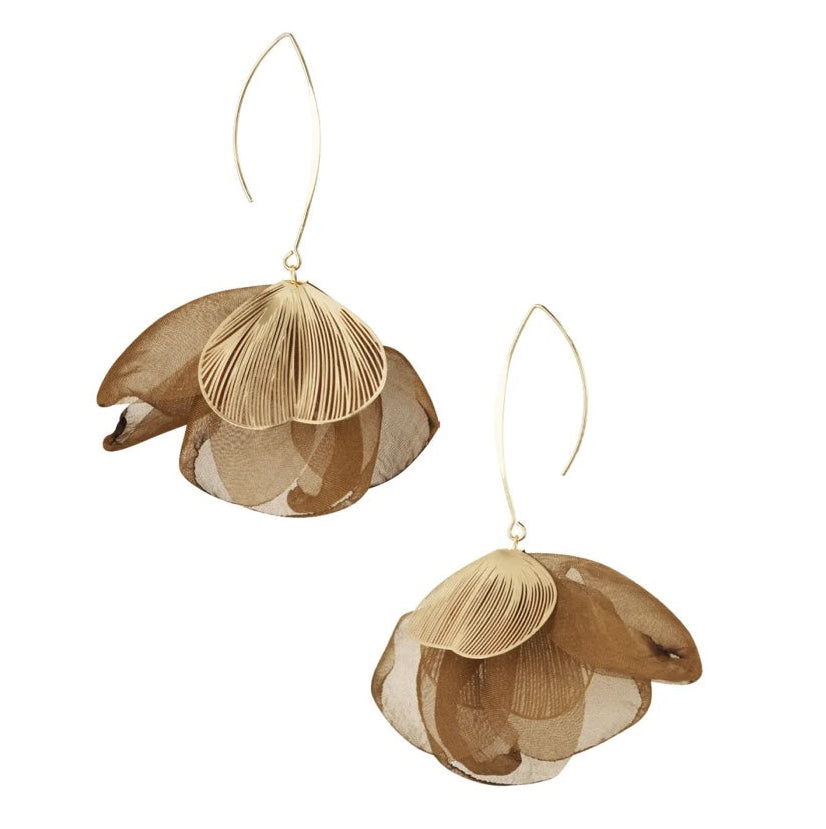 Oorbellen Charming Flower goud bruin