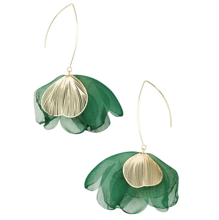 Oorbellen Charming Flower goud groen