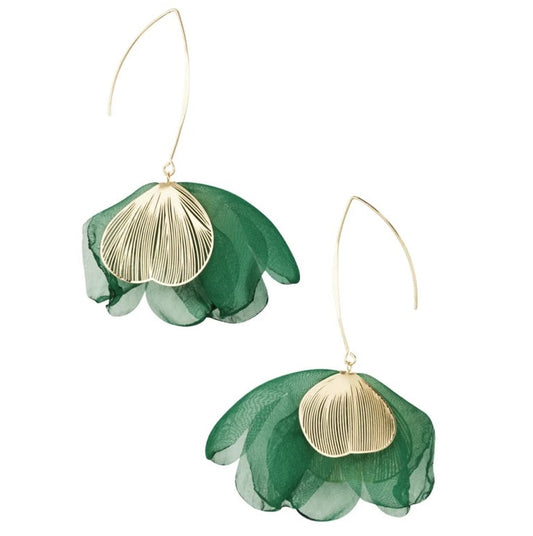 Oorbellen Charming Flower goud groen