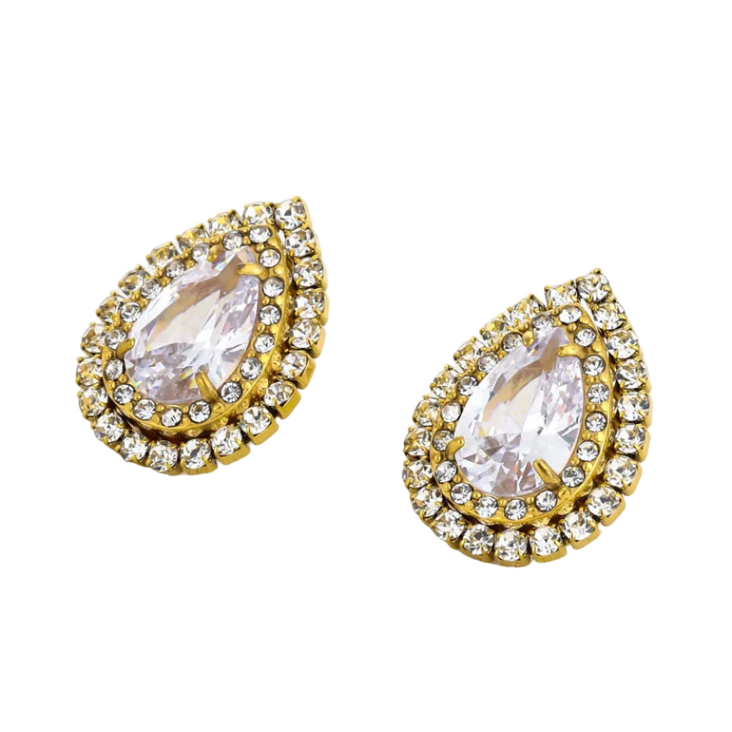 Oorbellen Chique Party Strass goud liggend