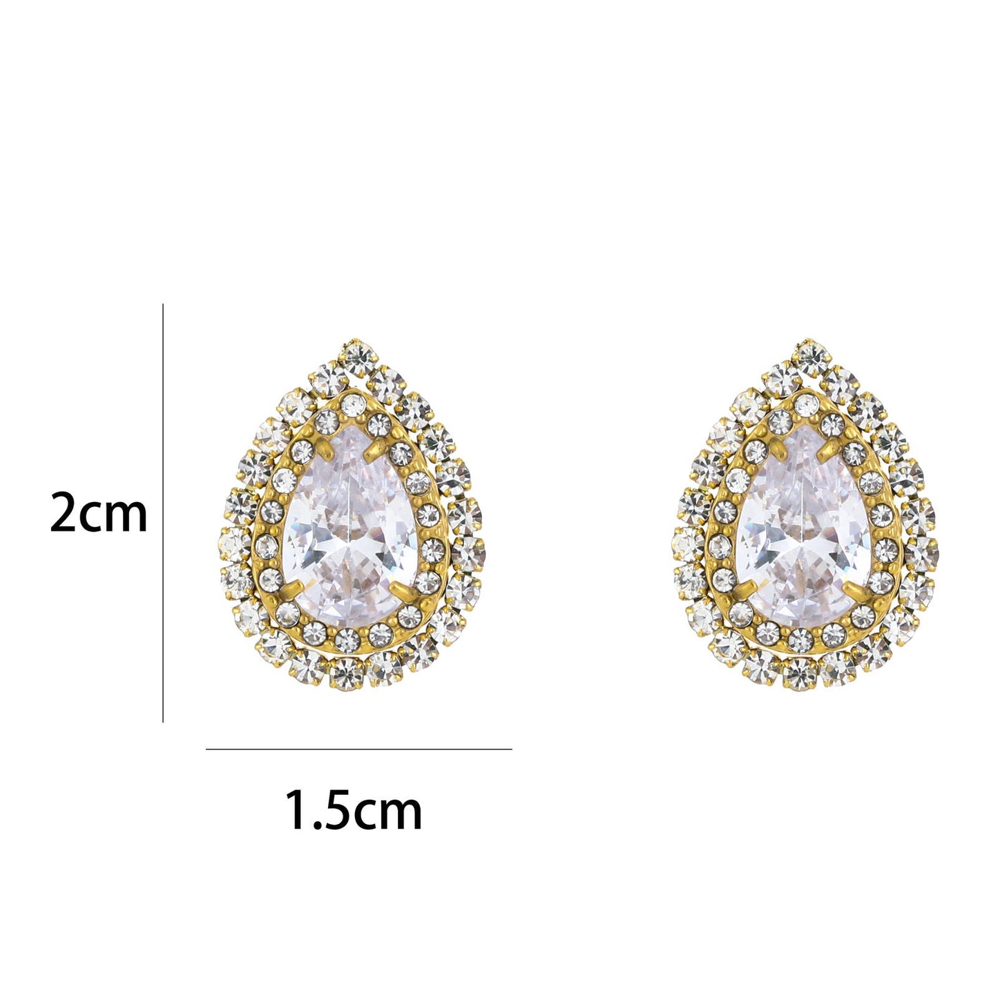Oorbellen Chique Party Strass goud maat
