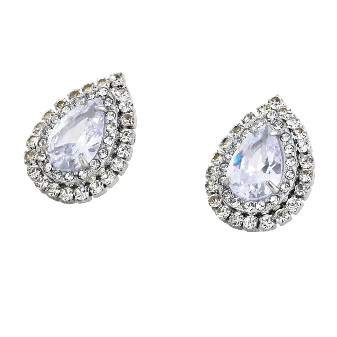 Oorbellen Chique Party Strass zilver liggend