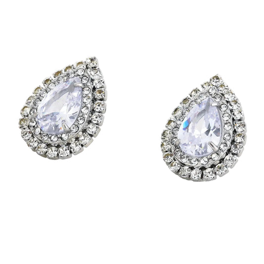 Oorbellen Chique Party Strass zilver liggend