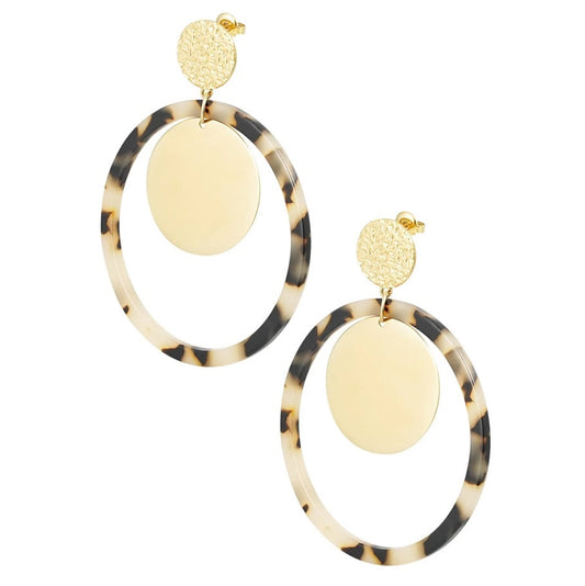 Oorbellen Cirkels met Print goud beige