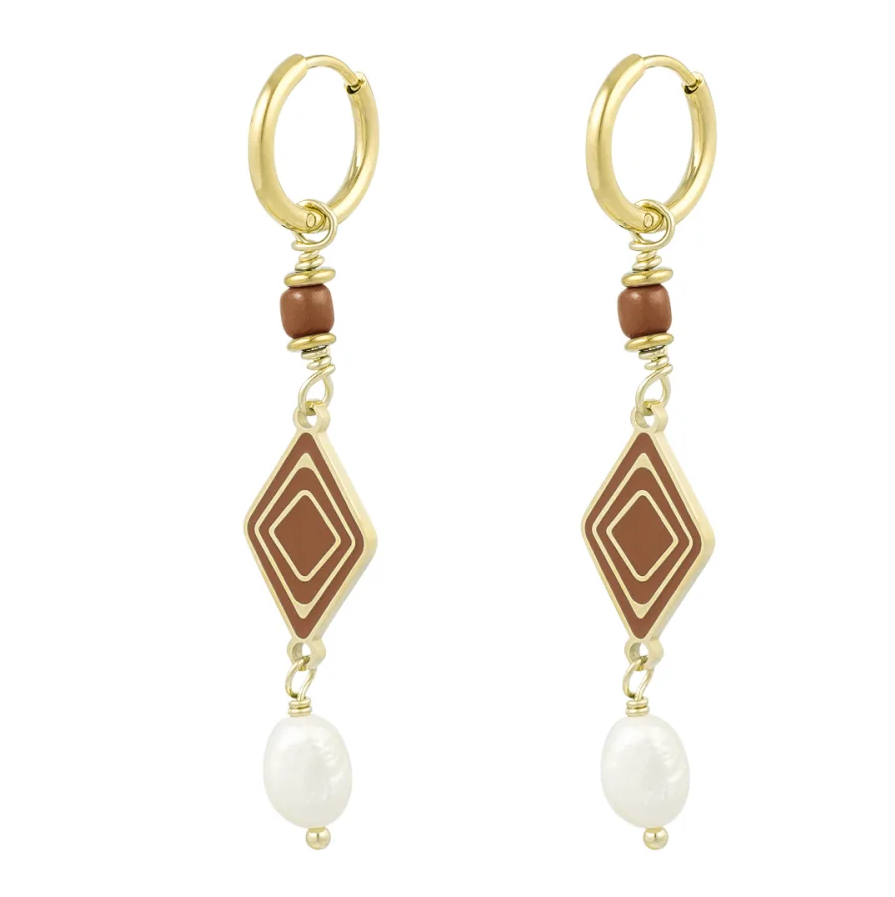 Oorbellen Colorful Miracle goud bruin