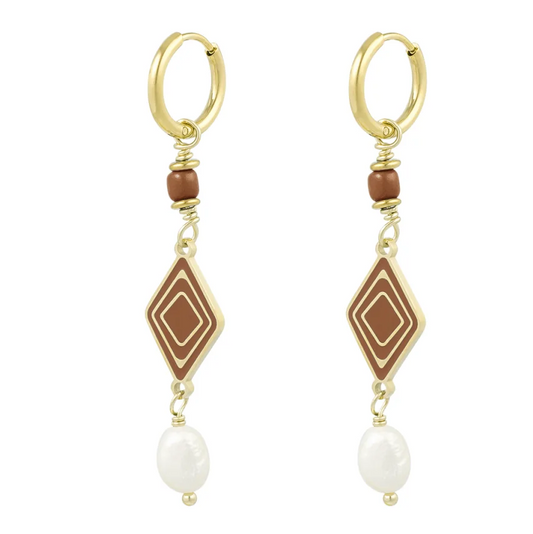 Oorbellen Colorful Miracle goud bruin