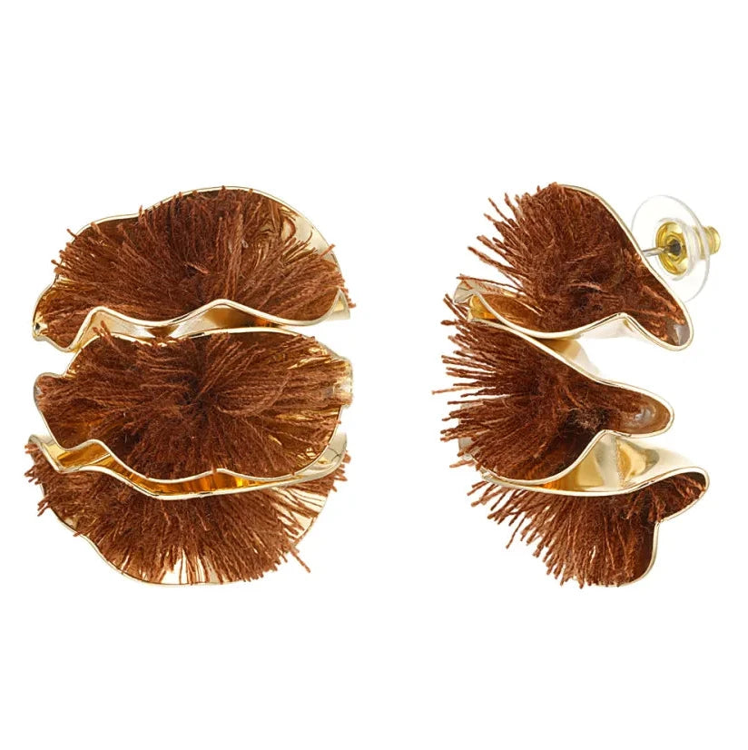 Oorbellen Colourful Flower Statement goud bruin