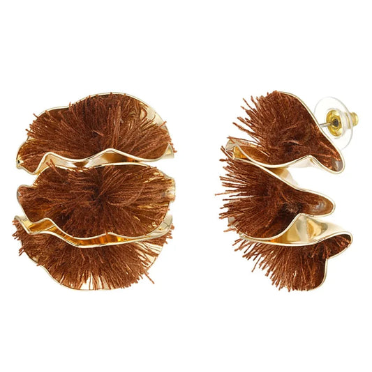 Oorbellen Colourful Flower Statement goud bruin