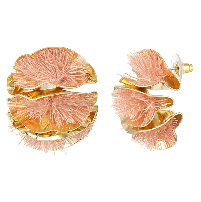 Oorbellen Colourful Flower Statement goud roze