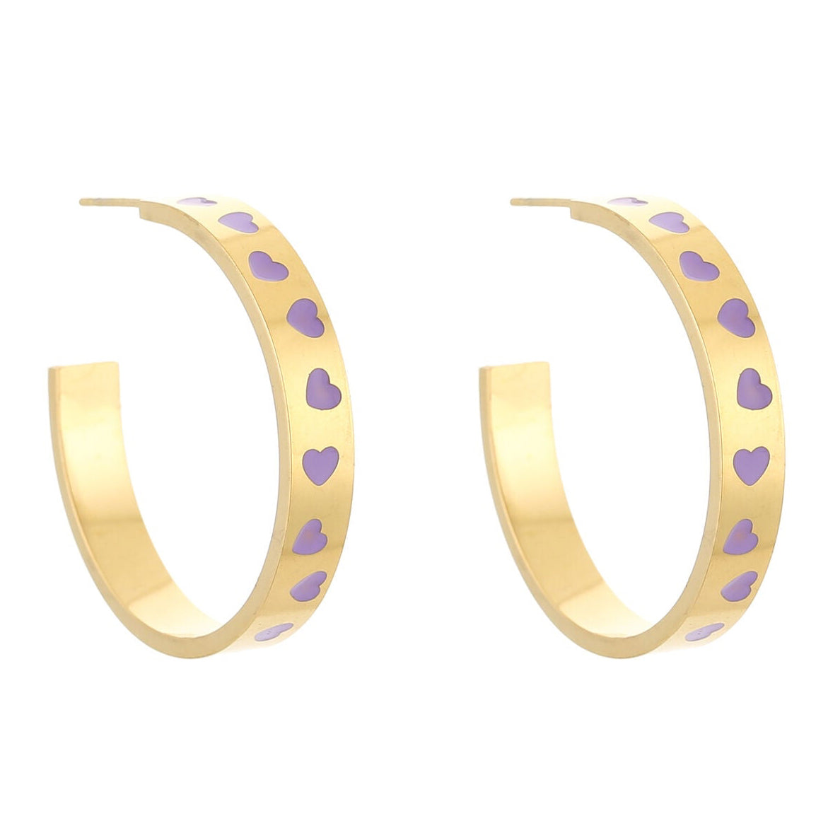 Oorbellen Colourfull Love Hoops goud lila