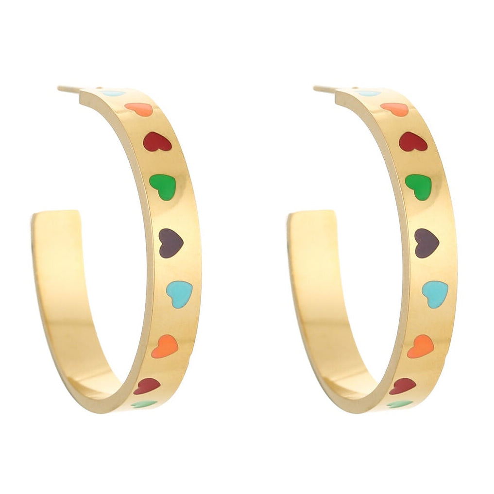 Oorbellen Colourfull Love Hoops goud multi