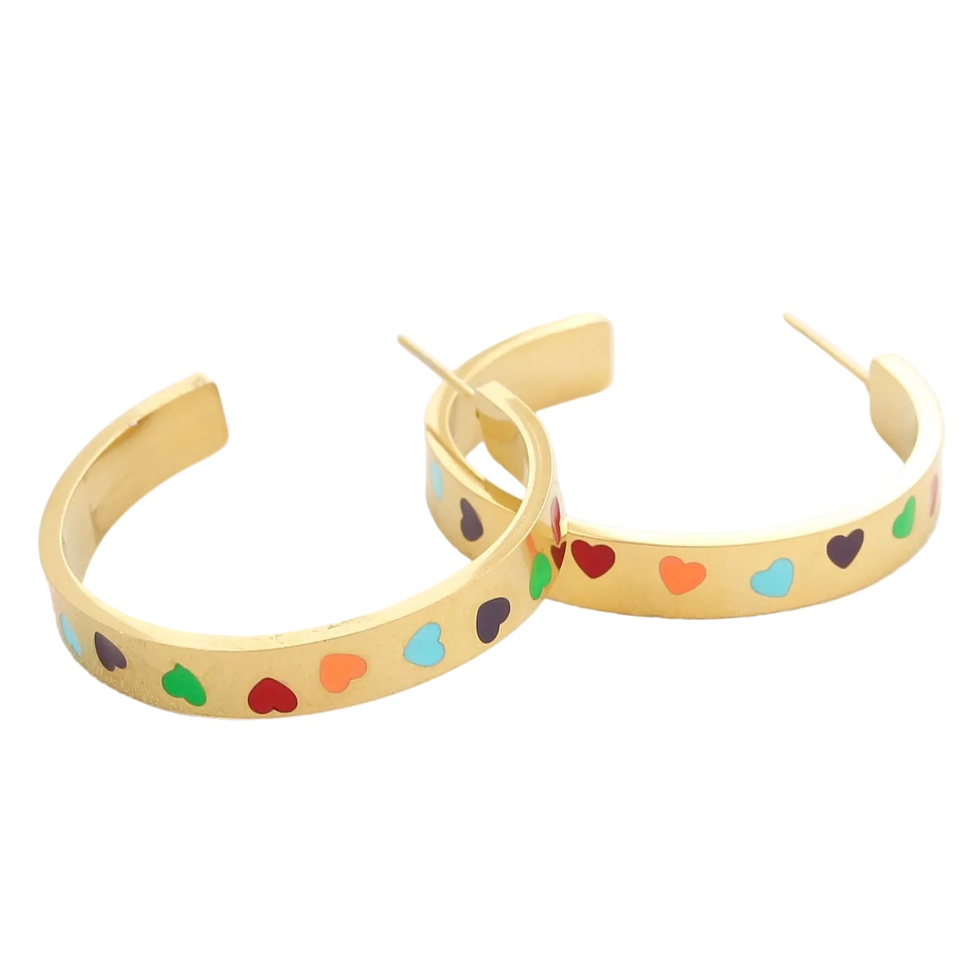 Oorbellen Colourfull Love Hoops goud multi liggend