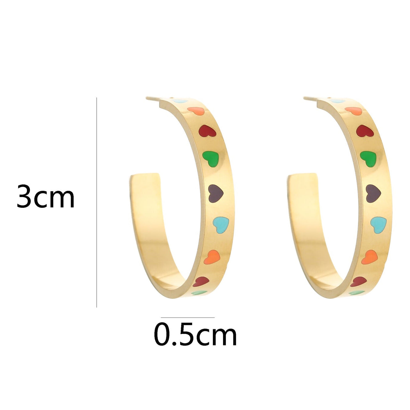 Oorbellen Colourfull Love Hoops goud multi maat