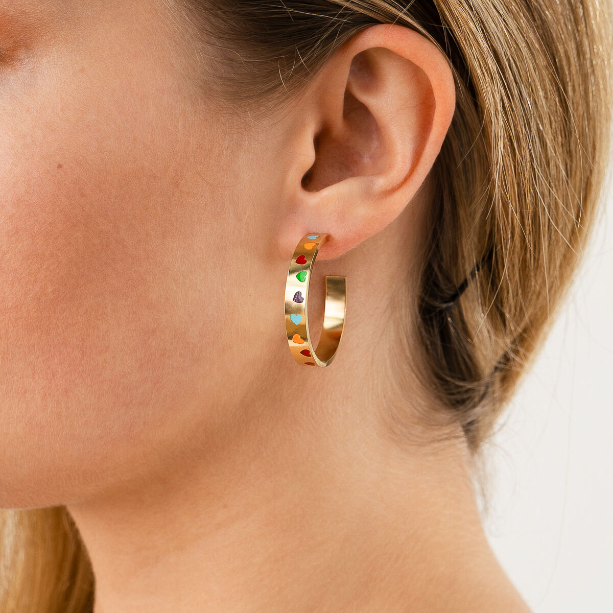 Oorbellen Colourfull Love Hoops goud multi sfeer