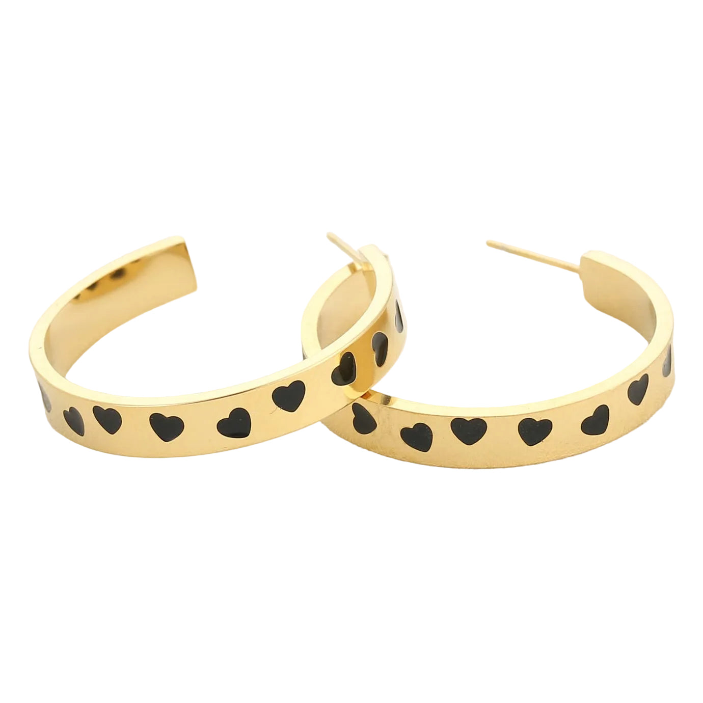 Oorbellen Colourfull Love Hoops goud zwart