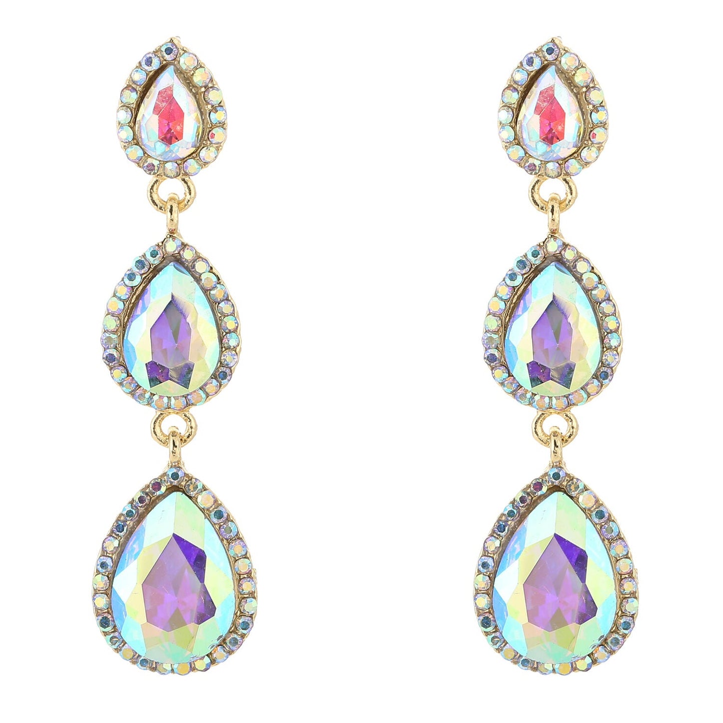 Oorbellen Crystal Party Triple goud multi