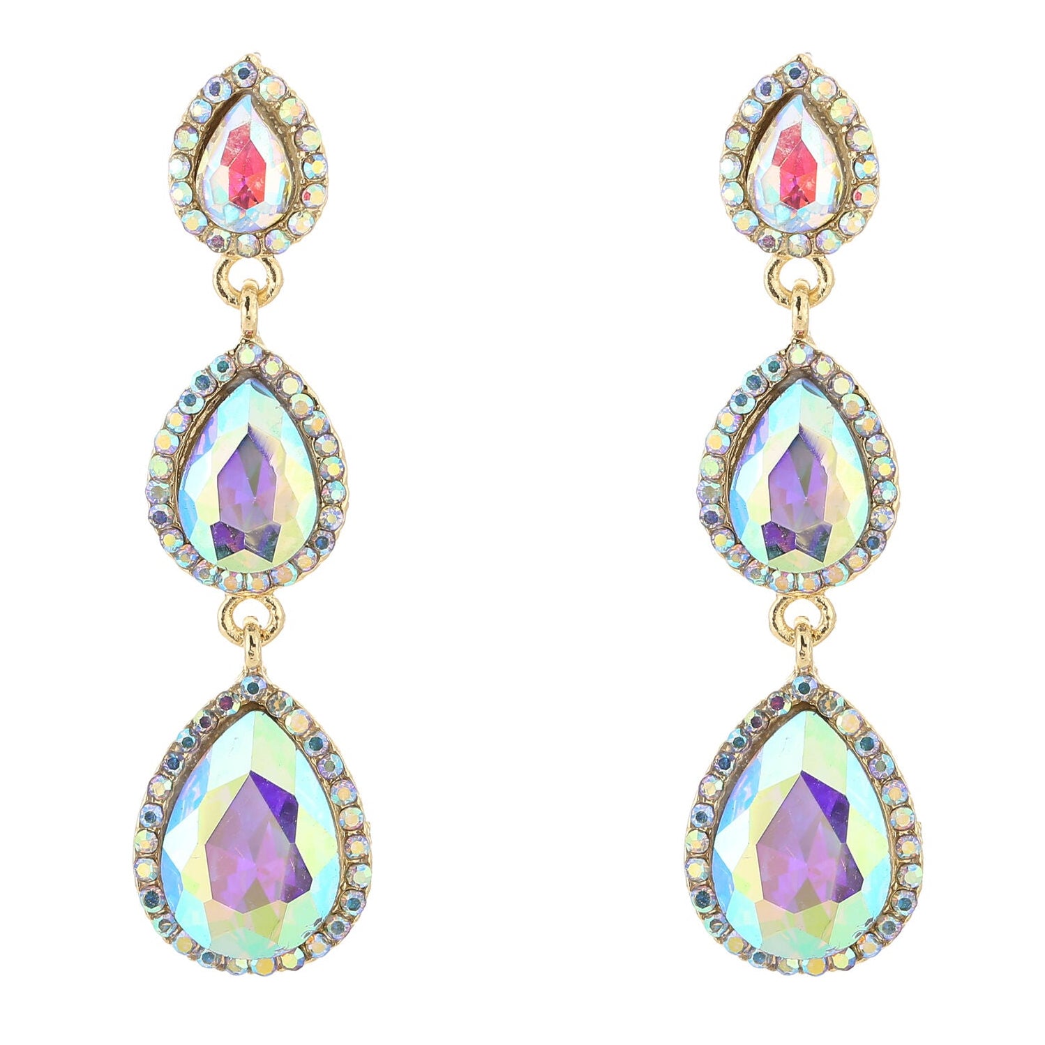 Oorbellen Crystal Party Triple goud multi
